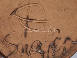 Retro iparművész váza, jelzett, pattogzással, m: 10 cm