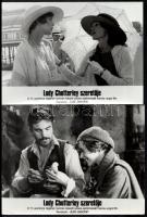 cca 1981 ,,Lady Chatterley szeretője" című francia - angol film jelenetei és szereplői, 2 db vintage produkciós filmfotó ezüst zselatinos fotópapíron, a használatból eredő (esetleges) kisebb hibákkal, 17x23 cm