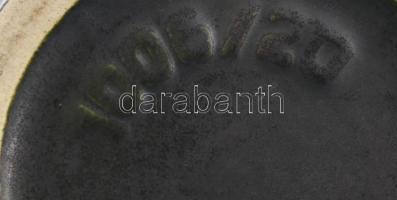 Retro német csorgatott jádezöld mintás váza, jelzett, hibátlan, m: 21 cm