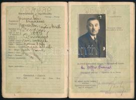 cca 1930 Útlevél dr. Hoffer Ferenc miniszteri tanácsos részére nagyon sok bejegyzéssel