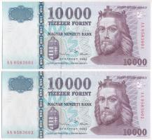 2005. 10.000Ft (2x) sorszámkövetők "AA 9583601 - AA 9583602" T:UNC Adamo F58F