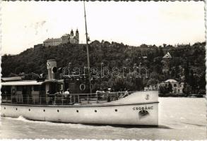 1962 Tihany, apátság, Csobánc hajó. Foto: Horváth Zoltán. Képzőművészeti Alap Kiadóvállalata + "Balatonfűzfő Pu. Levélszekrényből"