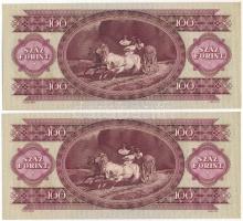 1957. 100Ft (2x) sorszámkövetők "B 632 057448 - B 632 057449" T:AU
Adamo F29
