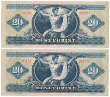 1962. 20Ft (2x) sorszámkövetők "C 198 082611 - C 198 082612" T:UNC,AU 
Adamo F13