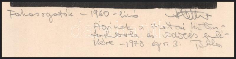 Stettner Béla (1928-1984): Fahasogatók, 1960. Fametszet, papír, jelzett, dedikálással 1978-ból, 24×1...