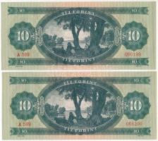 1957. 10Ft (2x) sorszámkövetők "A 589 066199 - A 589 066200" T:UNC,AU
Adamo F4