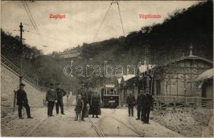 1910 Budapest XII. Zugliget, villamos vasúti végállomás, villamos (EK)