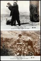 cca 1985 ,,A Föld fiai" című szovjet film jelenetei és szereplői, 6 db vintage produkciós filmfotó ezüst zselatinos fotópapíron, a használatból és korából eredő hibákkal, foltok, elszíneződés, stb. 18x24 cm