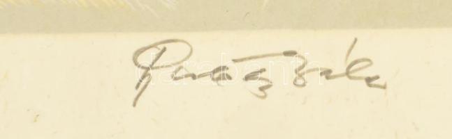 Pataky Béla (1932-2023): Gyergyóújfalu (Erdély, Székelyföld). Linómetszet, papír. Jelzett. 34×50 cm