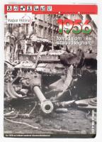 1956-os forradalom és szabadságharc eseményei, Magyarország - Budapest, kétoldalas modern térkép, fényképekkel és rövid összefoglalással, 98x69 cm