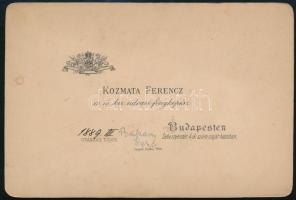 1889 Budapest, Kozmata Ferencz (?-?) császári és királyi udvari fényképész műtermében készült, kemén...