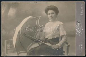 cca 1910 Újpest, Sellei Károly fényképészeti műtermében készült, keményhátú, vintage fotó, 16,5x10,5 cm