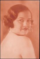 cca 1934 Orphanidesz János (1876-1939) vegyileg színezett, vintage fotóművészeti alkotása, a ,,Lulu nevető" felirat a szerzőtől származik, ezüst zselatinos fotópapíron, 30x20 cm