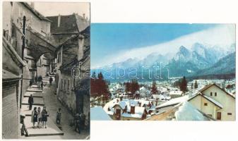 4 db MODERN erdélyi képeslap: Busteni, Biharfüred, Nagyszeben, Erdélyi-középhegység / 4 modern Trans...