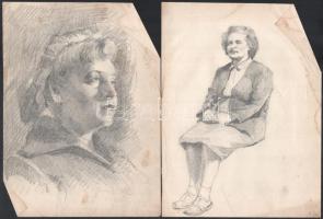 Jelzés nélkül, össz. 10 db rajz: Kertrészletek, városképek, portrék. Akvarell vagy ceruza, papír. 30...