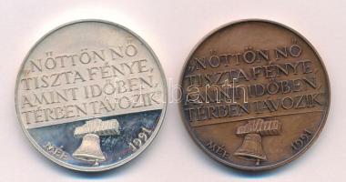 Nagy István János (1938-) 1991. "MÉE / Gróf Teleki Pál" Ag és bronz emlékérem pár (36,17g/...