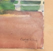 Csabai Kálmán (1915-1992): Parkrészlet (Miskolc?), 1941. Akvarell, papír, jelezve jobbra lent. Dekor...