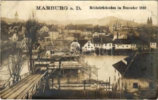 Maribor, Marburg a. D.; Reichsbrückenbau im Dezember 1910. F. Erben / bridge construction. photo (EK)