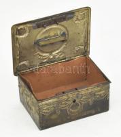 Duna biztosító, reklám persely, karton betéttel, kulcs nélkül, kopott, 12,5x9,5x5,5 cm