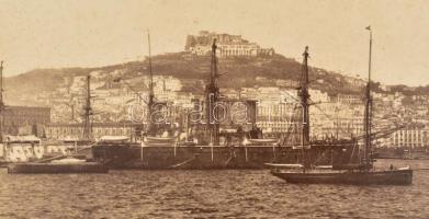 cca 1890 Olaszország S.M.S. Ruggiero di Lauria hadihajót ábrázoló nagy méretű keményhátú fotó valami...