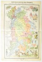 Pest-Pilis-Solt-Kiskun vármegye közigazgatási térképe. Rajz.: Hátsek Ignác. 1:500000, Lampel, Litográfia 36x54 cm / county map Lithography