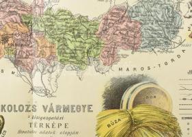 Kolozs vármegye közigazgatási térképe Kolozsvár várossal. Rajz.: Hátsek Ignác. 1:500000, Lampel, Lit...