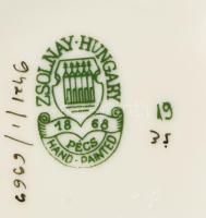 Zsolnay virágmintás bonbonier, jelzett, hibátlan, 7,5x7,5 cm