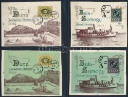 1991 DDSG-ZSGT emlékívpár és ajándék pár 4 db cromalinja, háromnak a hatoldalán a 2 tervező, Szőnyei György és Egyeki Zsolt kézírásos nyomdai utasításai. Egyedi különlegesség!!