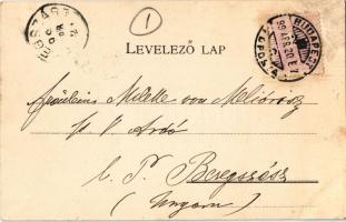 1899 (Vorläufer) Budapest V. Igazságügyi palota lépcsőháza, belső. Károlyi György (ázott / wet damag...