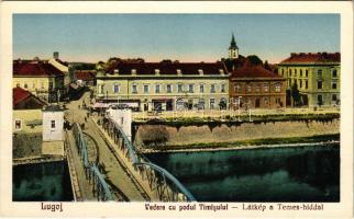 Lugos, Lugoj; Látkép a Temes híddal, üzletek / Timis bridge, shops