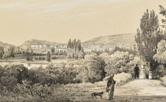 Rudolf Alt (1812-1905)-Franz Xaver Sandmann (1805-1856): Cidék a Városligetben. Rudolf Alt rajza ala...