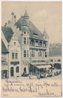 1915 Segesvár, Schässburg, Sighisoara; Eduard Martini kávéháza, Friedrich Schuster gyógyszertára, Girscht üzlete. Teutsch kiadása / café, pharmacy, shop (EK)