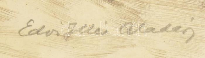 Aradi Edvi Illés Jenő (1886-1962): Tehenek. Rézkarc, papír, jelzett. Üvegezett, fakeretben. 38x48 cm