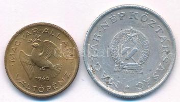 1946. 10f tombak + 1950. 1Ft Al T:AU-VF közte patina, karc