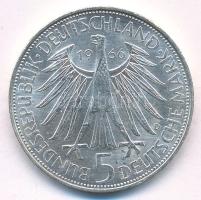 NSZK 1966D 5M Ag "Wilhelm Leibniz" T:UNC,AU FRG 1966D 5 Mark Ag "Wilhelm Leibniz&quot...