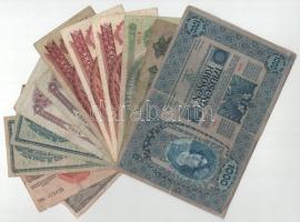 12db-os Korona-, Pengő- és Forint bankjegyből álló tétel, közte 1930. 20P és 1949. 100Ft T:F-G