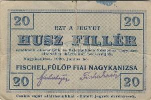 Nagykanizsa 1920. "Fischel Fülöp fiai" 20f T:III