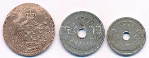Románia 1867. 5b Cu + 1906. 5b Cu-Ni + 10b Cu-Ni T:VF,F közte lapkahiba, ü. 
Romania 1867. 5 Bani C...