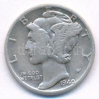 Amerikai Egyesült Államok 1940. 1d (10c) Ag Mercury T:VF  USA 1940. 1 Dime (10 Cents) Ag Mercury C:VF  Krause KM#140