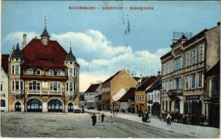 1915 Segesvár, Schässburg, Sighisoara; utca, Joh. Essigmann üzlete. W. Nagy kiadása / street view, shops (EK)