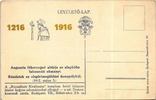1912-1916 Budapest XIV. Rózsafüzér királynéja templom építése. Auguszta főhercegnő aláírja az alapkő...