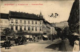 1912 Budapest I. Krisztina tér, cukrászda, omnibusz (kis szakadás / small tear)