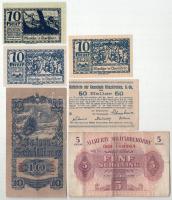 Ausztria / Szövetséges megszállás 1944. 5Sch + 1945. 10Sch + 1920. 4db szükségpénz T:F,AU Austria / Allied occupation 1944. 5 Schilling + 1945. 10 Schilling + 1920. 4pcs necessity note / notgeld C:F,AU