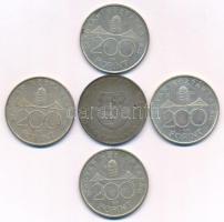 1947. 5Ft Ag "Kossuth" 1993. 200Ft Ag + 1994. 200Ft Ag (3x) TXF-F patina