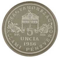 Bognár György (1944-) 1986. "Magyarország - Állami Pénzverő - 5 uncia 1986" Ag emlékérem k...