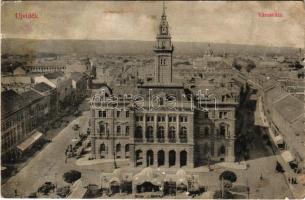 1912 Újvidék, Novi Sad; Városháza, zsinagóga. Ábrahám János kiadása / town hall, synagogue (ázott / wet damage)