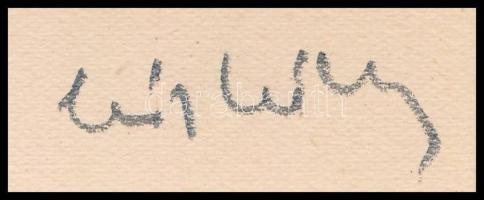 Kós Károly (1883-1977): Erdélyi ház. Linómetszet, papír, paszpartuban, utólagos jelzéssel, 10×10 cm