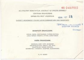~1980-1990. "Centrum Áruházak Rt." vásárlási utalványa 500Ft névértékekben, hátoldalán pec...