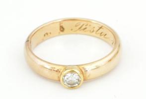 Arany 14K (Au) szoliter gyűrű 0,15 ct gyémánttal, jelzett, 3,69 g m: 53