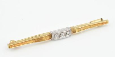 Arany 14K (Au) bross 3 db brillel, jelzett, 2,96 g